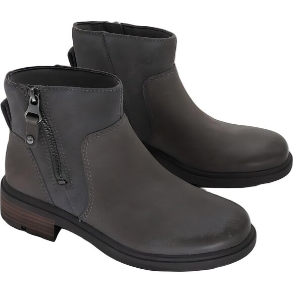 UGG Women's Harrison Zip Leather Fashion Boot, Thunder Cloud, Size 5 - Picture 4 of 6